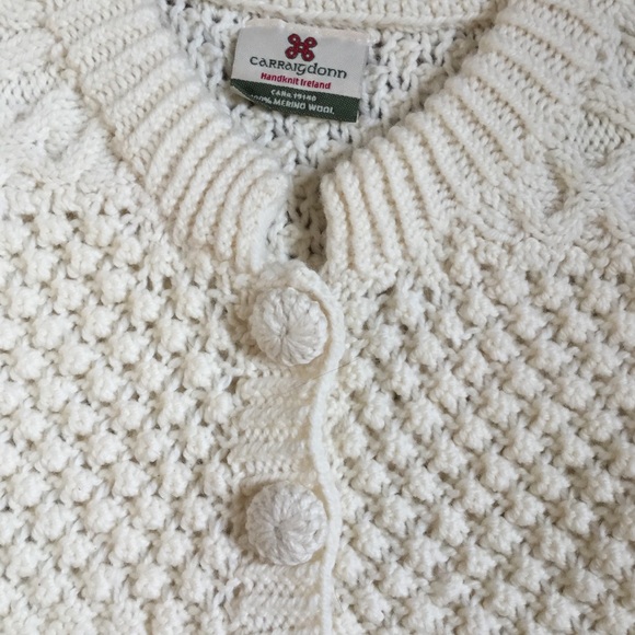 Hand knit Irish sweater, ivory - Picture 4 of 5